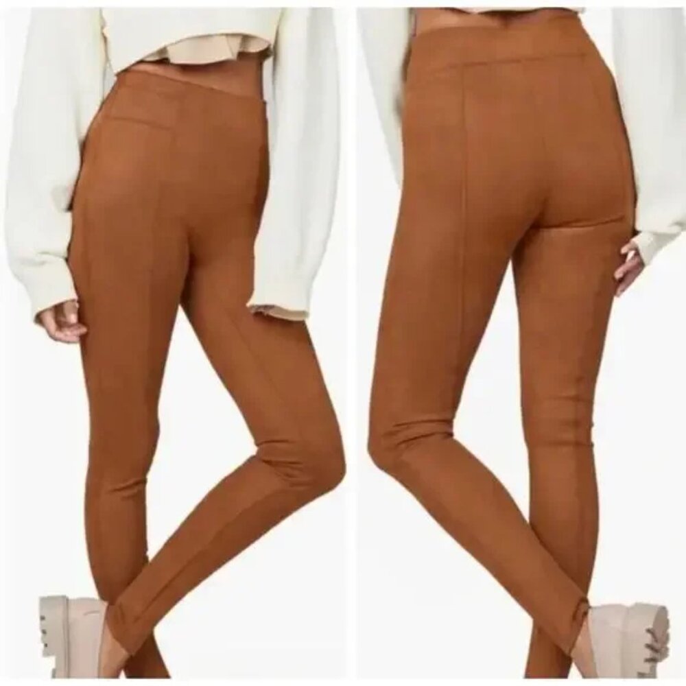 Spanx Suede-Like Leggings In Rich Caramel. Sz: Xl/1x